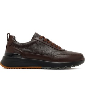 Resim Derimod Erkek Kahverengi Bağcıklı Kalın Tabanlı Deri Sneaker,Kışlık Spor Ayakkabı 25WFD611714 