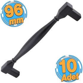 Resim 10 Adet Kare Kulp Mobilya Mutfak Dolabı Çekmece Dolap Kapak Kulpu Kulbu Siyah (96 MM-9.6 CM) Metal 