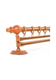 Resim Meşe Çift Raylı Ahşap Rustik Perde Askısı-100 CM 