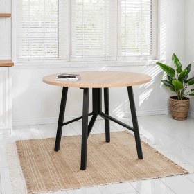 Resim Round Yuvarlak Yemek Masası - Ceviz/siyah 110x110x76 Cm Ceviz 