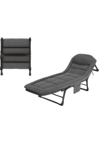 Resim Sunup SN-24922 Taşınabilir Ayarlanabilir 5 Kademe Sünger Kamp Yatak Şezlong (Koyu Gri) 
