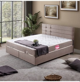 Resim Viyana Çift Kişilik Baza Başlık Letto Yatak Seti - Açık Kahve 150 x 200 