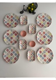 Resim Takım Kahvaltı Colors 12 Parça 6 Kişilik Desenli 