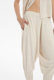 Resim Nervürlü Dar Paça Şalvar Pantolon - Doğal / L-XL 