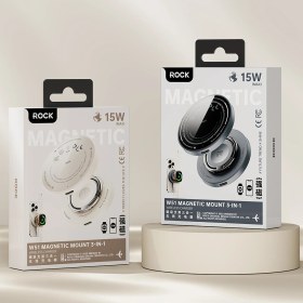 Resim Rock Space 3 In 1 Kablosuz 15W Magsafe Şarj Cihazı (Stant + Watch Şarjı + Magsafe Şarj) 