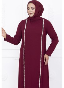 Resim Amine Hüma Yakut Abiye Elbise Bordo Bordo 
