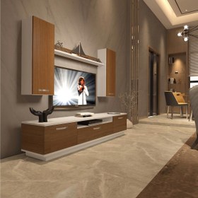 Resim Decoraktiv Trendstyle 5D Mdf Tv Ünitesi Tv Sehpası - Beyaz - Ceviz 