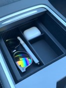 Resim ceatly Tesla Model 3 / Model Y Uyumlu Çok Gözlü Orta Konsol Organizer + Değiştirilebilir Uçlu Aparat 