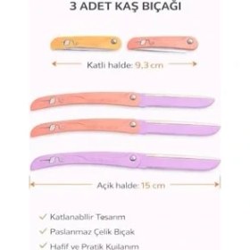 Resim 3 Adet Katlanabilir Kaş Bıçağı Seti,paslanmaz Çelik Profesyonel Kaş Şekillendirici, Yüz Tüyü Alma Jileti, Hassas Bölge Temizleme Aparatı, Kadınlar Için Taşınabilir Kaş Düzeltme Bıçağı 