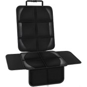 Resim Maiyame Araba Bebek Koltuk Koruyucu Padı - Büyük Boy Deri Dokulu Kaymaz, Aşınmaya Dayanıklı Siyah Çizgili Model 