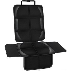 Resim Maiyame Araba Bebek Koltuk Koruyucu Padı - Büyük Boy Deri Dokulu Kaymaz, Aşınmaya Dayanıklı Siyah Çizgili Model 