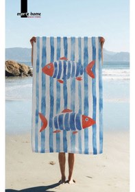Resim Marte Home Baskılı Plaj Havlusu MAvi 
