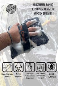 Resim Manosta Lastikli Mikrofiber Kaplı Oto Yıkama Temizleme Süngeri Ekstra Köpürtme Yüksek Emici Araba Süngeri 