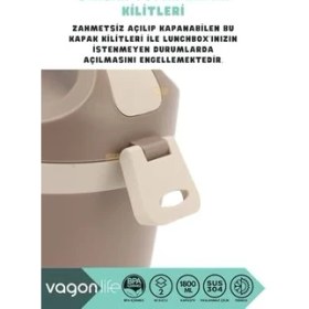 Resim Storemax Bento 1800ML Lunchbox 2 Katlı 4-6 Saat /soğuk Termos Özellikli Çelik Sefer Tası Yemek Kutusu (Kahverengi) 