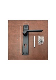 Resim Zey Özel Tasarım Mat Siyah Kare Aynalı Yale Çelik Kapı Kolu 1 Takım 