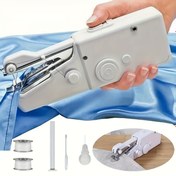 Resim El Tipi Dikiş Makinesi Mini Dikiş Makineleri, Taşınabilir Dikiş Makinesi Kumaş, Kumaş, Giyim İçin Hızlı El Aleti (Pil Dahil Değil, Kendi Hazırladığı 4 AAA Pil) 