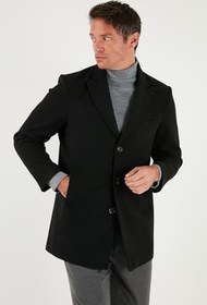 Resim Buratti Slim Fit Apaş Yaka Astarlı Kaşe Kaban Erkek KABAN 584K1217 