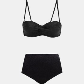 Resim Amarelle Bali Siyah Balenli Dolgulu Straplez Push-up Bikini Takım Siyah 