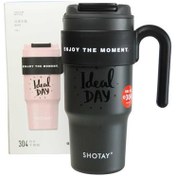 Resim Shotay ST-8917 Çift Kullanım Pipetli/Rahat İçim Siyah 1000ml Çelik Matara 