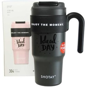 Resim Shotay ST-8917 Çift Kullanım Pipetli/Rahat İçim Siyah 1000ml Çelik Matara 