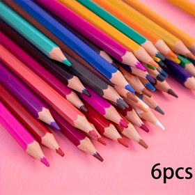 Resim 6'lı Rastgele 48 Renkli Yüksek Kaliteli Yumuşak Uçlu Yağlı Kalem Seti | Parlak ve Çok Yönlü, Sanatçılar, Eskiz ve İllüstrasyon, Çizim Kitapları, Gölgeleme, İş Çizimi, Ofis Malzemeleri ve Günlük Planlama Araçları için Uygun, Rastgele Renk, Ahşap Malzeme 