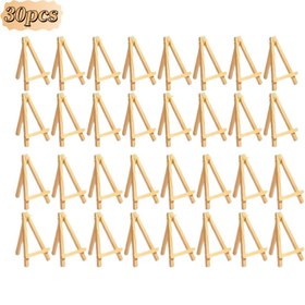 Resim 30'lı Paket Mini Ahşap Şövaleler - Sanat, El İşleri, Fotoğraflar ve Kartvizitler için Sağlam A-Kafes Masaüstü Sergi Standları - Yatak Odası, Oturma Odası, Çalışma Alanı için Çok Yönlü Ev & Ofis Dekoru, Pürüzsüz Yüzeyli, Ev Dekorasyonu ve Aksesuarlar 
