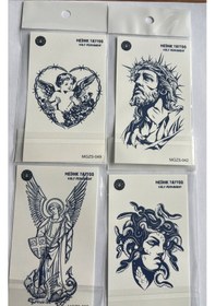 Resim Dini 4 Adet Minimal 11x8 Cm 3 Hafta Kalıcı Yarı Kalıcı Geçici Dövme 