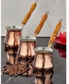 Resim Cooker 3 Lü Tombik Bakır Cezve Seti 