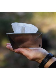 Resim Kamp Ayısı Coffdripp V60 Filtre Kahve Demlik: Katlanabilir Paslanmaz Çelik Kahve Dripper 