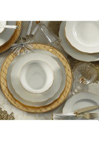 Resim Kütahya Porselen İlay Yaldızlı 24 Parca 6 Kişilik Krem Yemek Takımı 