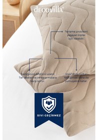 Resim Micro Kapitone Yastık Alezi Sıvı Geçirmez 4 Lü Set Yastık Koruyucu 50x70 Bej 