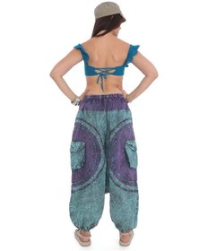 Resim Bohem Stil Hint Otantik Yıkamalı Taşlanmış Patchwork Unisex Şalvar Pantolon-9188 Indigo İndigo 