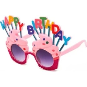 Resim Happy Birthday Yazılı Pembe Fuşya Parti Gözlüğü 
