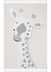 Resim Sparkle Krem Gri Zürafa Figürlü Hayvan Figürlü Çocuk Odası Halısı Gri 
