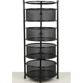 Resim Trendesk 4 Katlı Siyah Metal Patates Soğan Sebze, Meyve Sepeti Sebzelik 