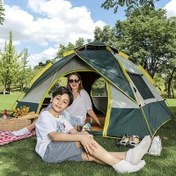 Resim 6 Kişilik Otomatik Pop-Up Çadır, UV Koruması, Sivrisinek Geçirmez Ağ ve Fermuar Kapatma - Geniş İç Mekan, Kamp, Plaj, Park için Sağlam Destek Çubuğu - Siyah/Yeşil/Sarı, Karışık Renkler, Açık Hava Barınağı, Dayanıklı Kumaş 