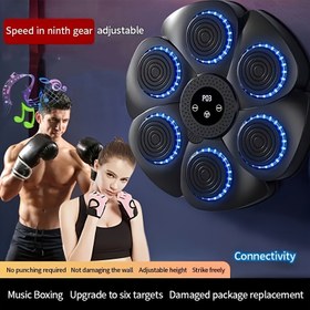 Resim Akıllı Müzik Boks Makinesi, 6 Hedefli Döner Başlıklar ve 2 Ayarlanabilir Ayak - USB Şarj Edilebilir Kablosuz Boks Punching Bag Ev Spor Salonu, Fitness Eğitimi, Rahatlatıcı İç Mekan Egzersiz Ekipmanı, Modern Egzersiz Ekipmanı, Dayanıklı Yapı 