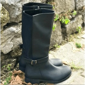 Resim Costo Shoes K1011-2 Siyah Yağlı Nubuk Streç Kadın Çizme Büyük Numara Geniş Rahat Kalıp 