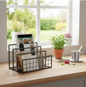 Resim GO DEKOR Metalik GRİ Masaüstü İskandinav TEL Dergilik 24X12X15 