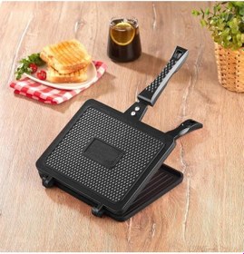 Resim Oms 3773 Döküm Ocak Üstü Tost Makinesi 23x17cm 