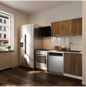 Resim Vora Hazır Mutfak Dolabı 120 Cm-beyaz Laminat Tezgah Dahil-bulaşık Makinesi Yeri Mevcut-mat Ceviz 