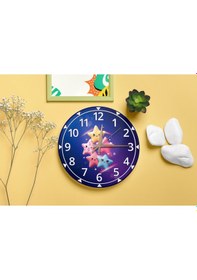 Resim Sevimli Renkli Yıldızlar Desenli Sessiz Mekanizma Duvar Saati Çocuk Odası Dekoratif Mavi 
