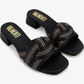 Resim Valmenti Kadın Deri & Tekstil Siyah Deri Topuklu Terlik 1141 932 Bn Trlk Y26 Black Leather 