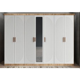 Resim Datça Membran 7 Kapaklı Gardırop Montaj Dahil Çam Beyaz 280 Cm 