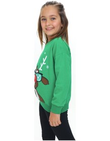 Resim Toontoy Kids Toontoy Kız Çocuk Baskılı Sweatshirt Çimen Yeşili 