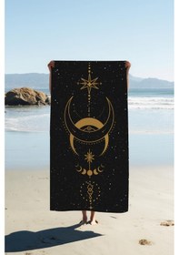 Resim Dijital Baskı Plaj Deniz Havlusu Ay Ve Yıldız Desenli Peştamal Hvl0148 Renkli 