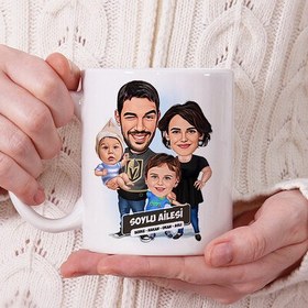 Resim 2 Çocuklu Mükemmel Aile Karikatürlü Kupa Bardak 