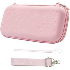 Resim Yifomall Switch Oled İçin Pembe Taşıma Çantası - 10 Oyun Kartı Bölmesi, El Ve Omuz Kayışı, Pu Deri + Yumuşak İç, Eva Korumalı 