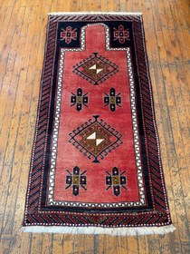 Resim Vintage Nomadic Turkish Runner Carpet 2x5ft | Authentic Wool Hallway Rug 