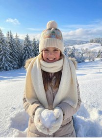 Resim LAGRANZE Kız Çocuk Cozy Junior Set - Atkı Bere Eldiven Takımı (8-12 Yaş) 